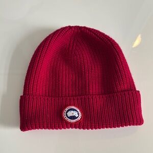 Canada Goose Pink Ribbed Knit Beanie Hat